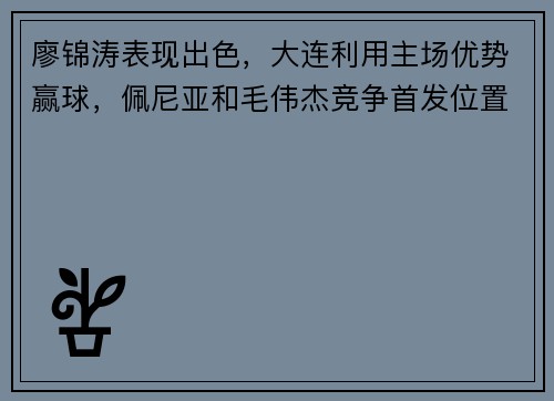 廖锦涛表现出色，大连利用主场优势赢球，佩尼亚和毛伟杰竞争首发位置